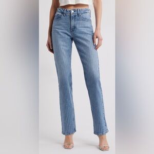Good American - Good Icon Rhinestone, straight leg jeans, new with tags.